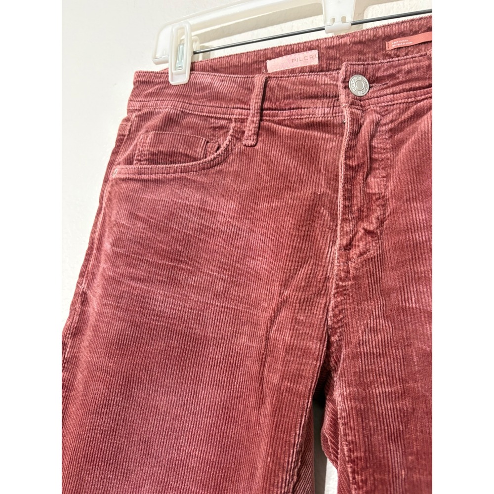 Pilcro Burgundy Rose Corduroy Slim Boyfriend Crop Mid Rise Stretchy 27 - Picture 3 of 15
